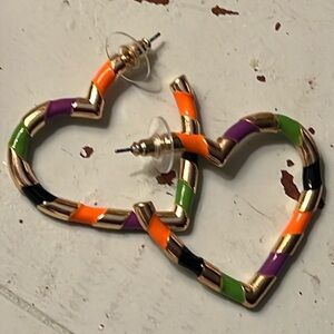 Halloween Colored Heart Hoop Earrings